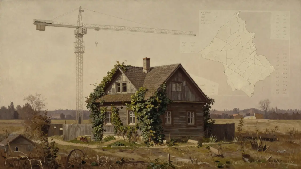 Rekreační dům na venkově s nákladovými odhady ve vzduchu.