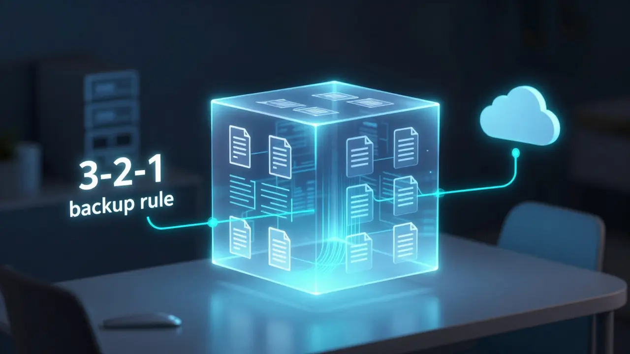 Konceptuální znázornění bezpečného digitálního archivu v cloudu.