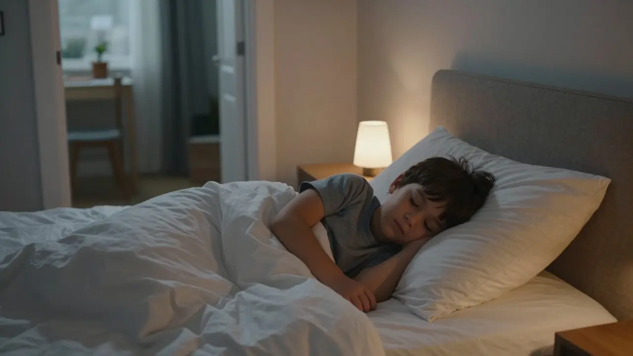 Spící dítě v bezpečném a klidném pokojním prostředí.