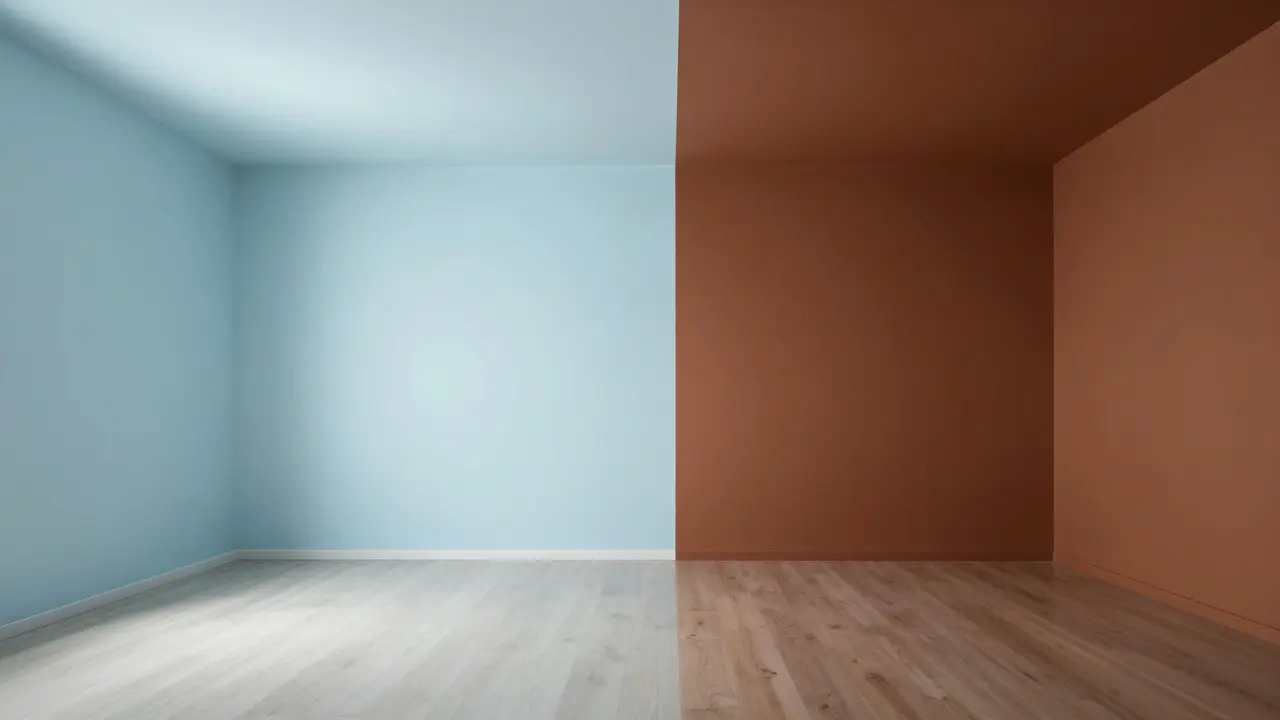 Srovnání vlivu světle modré a tmavě hnědé barvy na atmosféru místnosti