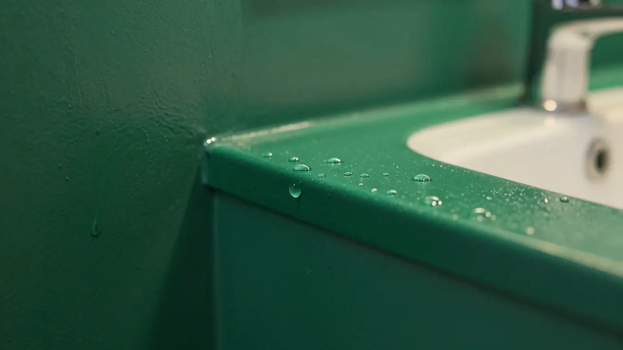 Detail zelené barvy odolné vůči vlhkosti