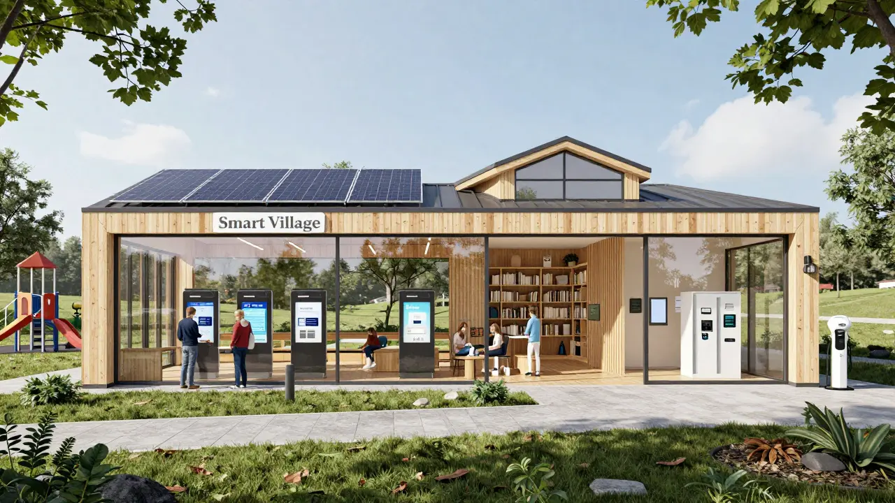 Moderní multifunkční komunitní centrum v chytřé vesnici