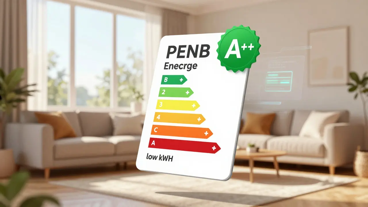 Energetický průkaz budovy s vysokým hodnocením nad úsporným interiérem