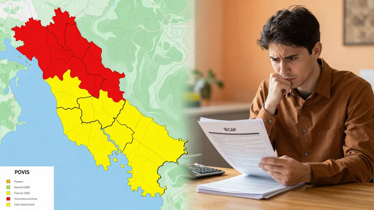 Kontrast mezi mapou rizik a domácností řešící pojištění