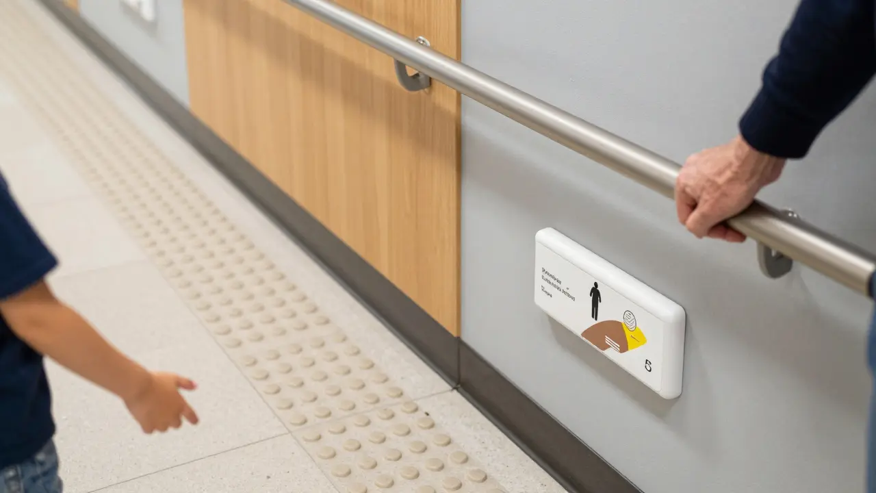 Detaily přístupného designu: hmatové dlaždice a madla