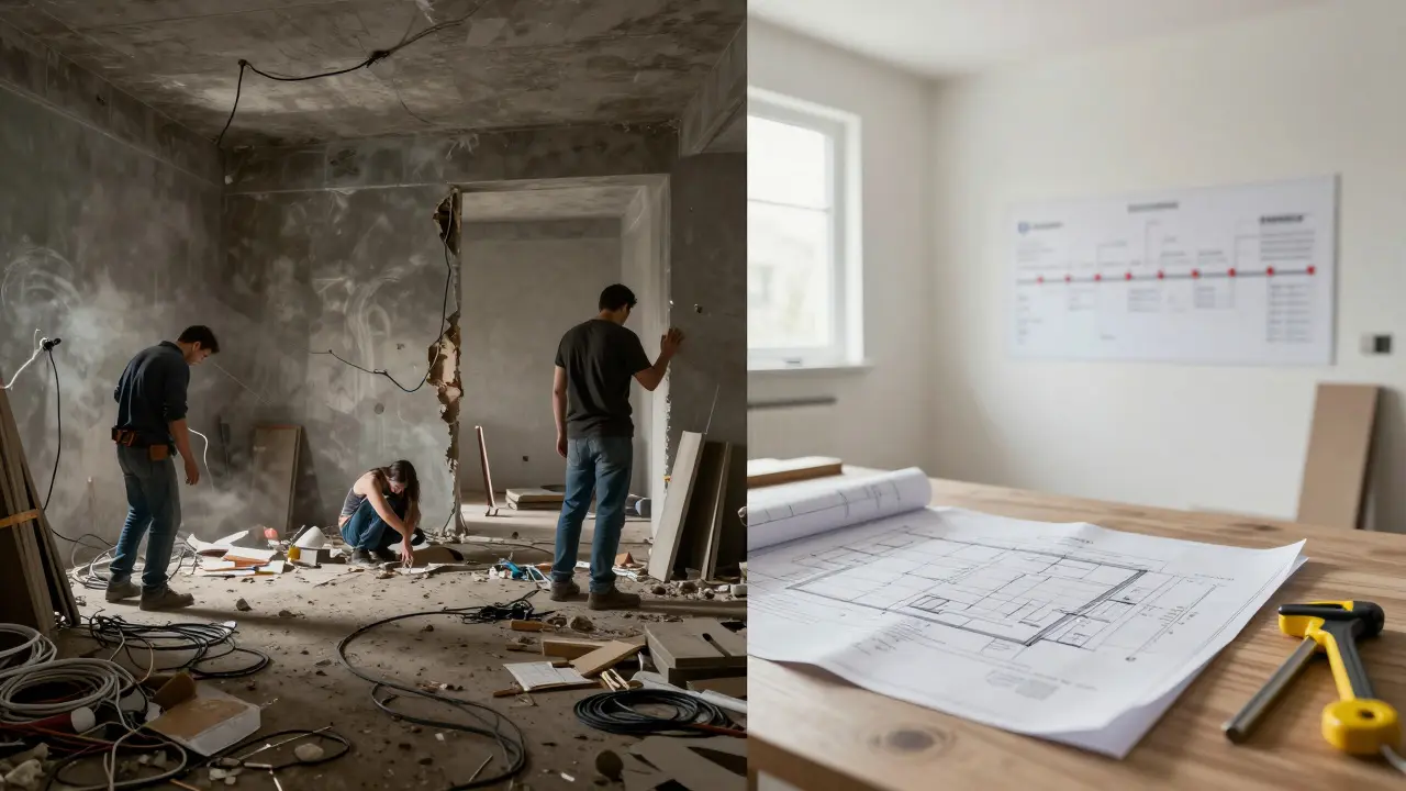 Jak naplánovat etapy rekonstrukce bytu: Kompletní průvodce fázemi a harmonogramem