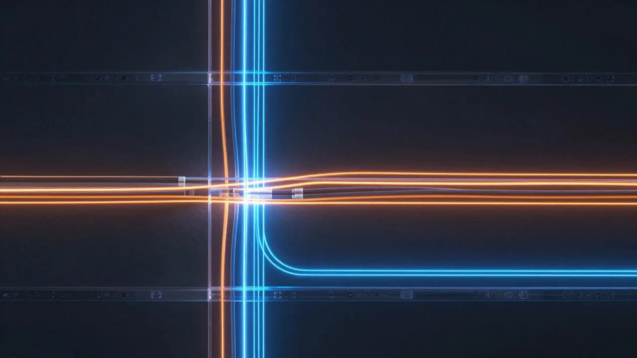 Schéma oddělených elektrických a datových kabelů ve zdi
