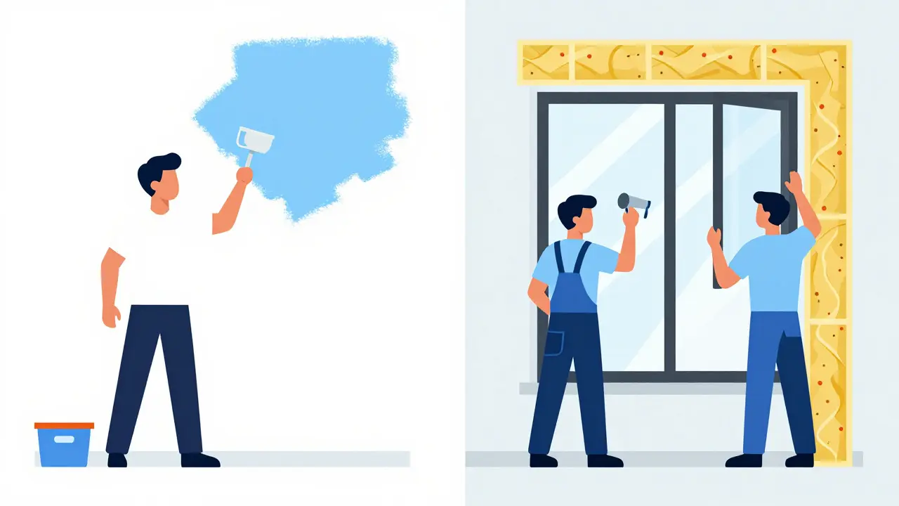 Ilustrace rozdílu mezi údržbou a rekonstrukcí