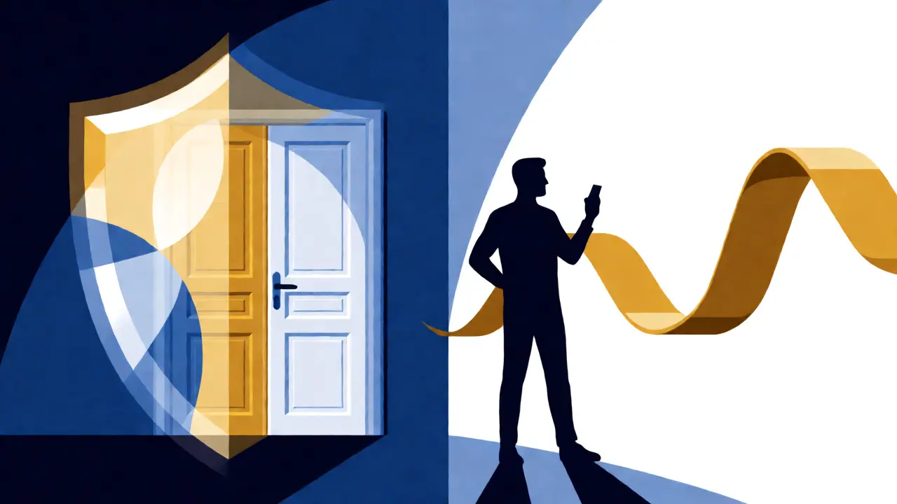 Konceptuální ilustrace rozdílu mezi zákonnou odpovědností a dobrovolnou zárukou v interiérech.