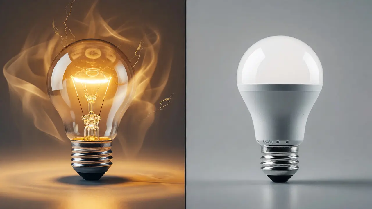 Porovnání staré žárovky a úsporné LED technologie